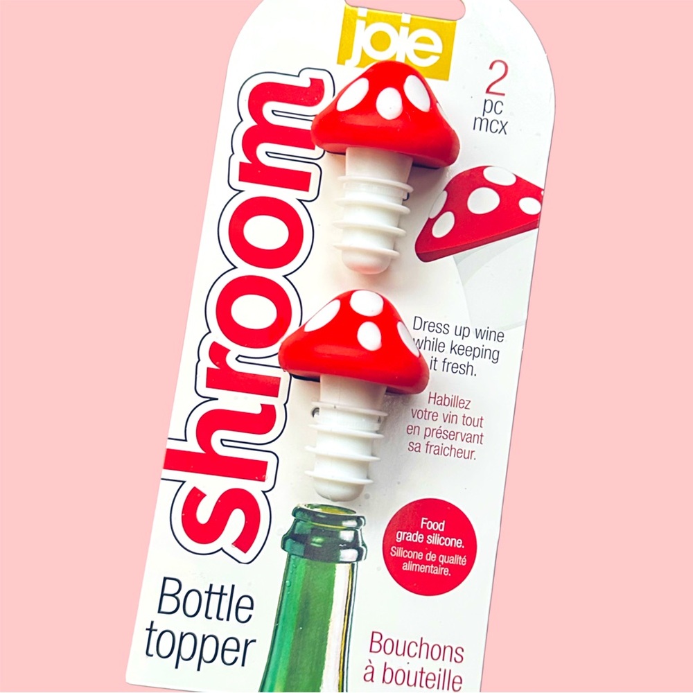 [ 2 FOR $25 ] 🍄 SILICONE MUSHROOM BOTTLE TOPPERS SET OF 2